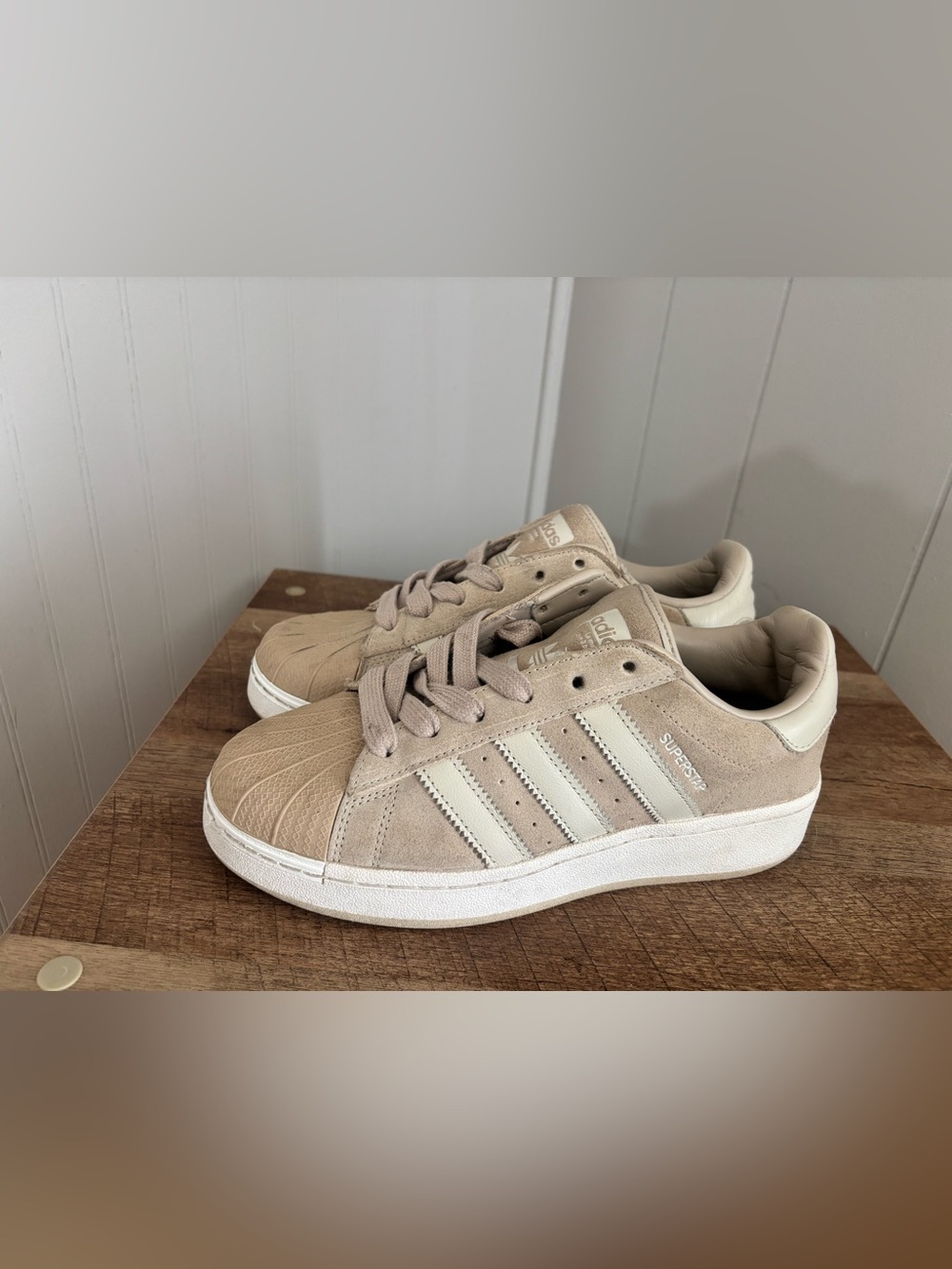 adidas Women’s Sneakers in Taupe with Cream Stripes